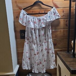Xhilaration White Off-Shoulder Floral Romper Large 0295